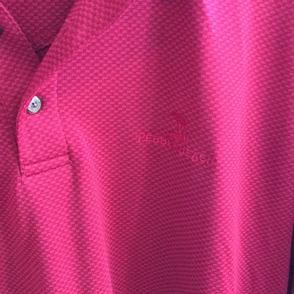 Mens Size XL Pebble Beach Performance Dark Cherry Check Texture Golf Shirt - Picture 6 of 8